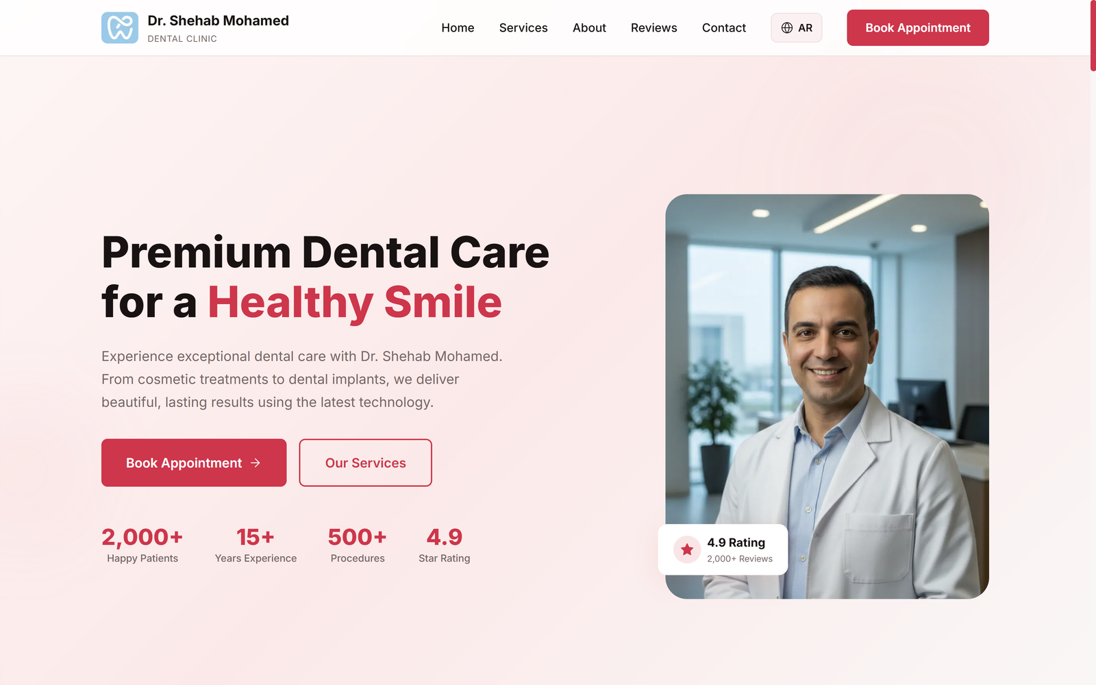 SofClinic patient booking portal dashboard showing appointment management
